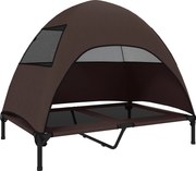 PawHut Pat exterior pentru câini cu acoperiș, Pat ridicat pentru câini mari, 106 x 76 x 99 cm, Cafea | Aosom Romania