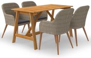 vidaXL Set de masă pentru grădină, 5 piese, maro