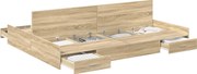 vidaXL Cadru de pat cu depozitare cu sertar Stejar Sonoma 140 x 200 cm