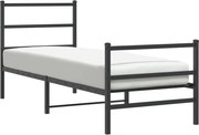 vidaXL Cadru pat metalic cu tăblii de cap/picioare , negru, 75x190 cm