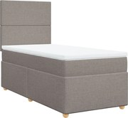 vidaXL Pat box spring cu saltea, gri taupe, 90x200 cm, textil