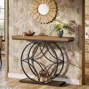 MACI1 - Masa Consola, 120 cm, masuta hol, cu spatiu de depozitare, living, dormitor - Negru - Maro