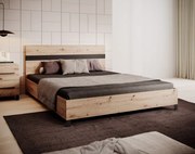 Pat dublu cu rama pentru saltea, 165x90x210 cm, Malen, ADRK Furniture (Culoare: Natural)