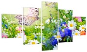 Tablou cu flori de vară cu fluture (125x70 cm), în 40 de alte dimensiuni noi