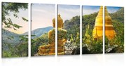 Tablou 5-piese vedere la Buddha de aur