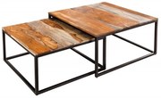 Set de 2 masute design industrial Elements Sheesham smoke