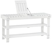 HOMCOM Banc pentru pantofi din lemn cu 3 niveluri cu rafturi de depozitare și compartiment ascuns, 90 x 29 x 45 cm, alb | Aosom Romania