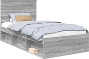 vidaXL Cadru de pat Gri Sonoma 100 x 200 cm Lemn de pin masiv