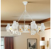 Brilagi - Candelabru suspendat cu lanț QUEEN 6xE14/40W/230V fag/crem