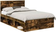 vidaXL Cadru de pat Stejar fumuriu 120 x 190 cm Lemn compozit