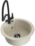 Mexen Diego chiuvetă de granit cu 1 compartiment și baterie de bucătărie Duo, bej - 6512-69-671701-70-B