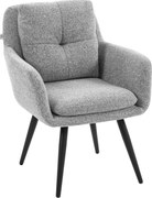 HOMCOM Scaun de accent modern, scaun tapițat cu picioare metalice, aspect de in, Gri deschis | Aosom Romania