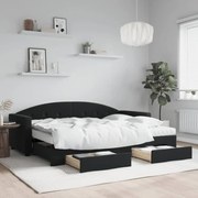 vidaXL Pat de zi cu extensie și sertare, negru, 80x200 cm, catifea