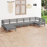 vidaXL Set mobilier de grădină, 7 piese, gri, lemn masiv de pin