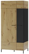 Dulap de haine Lorren 70 (stejar artisan + negru mat). 1068174