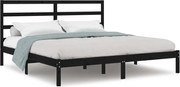vidaXL Cadru de pat, negru, 200x200 cm, lemn masiv de pin