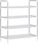 vidaXL Raft încălțăminte 4 etajere, argintiu, metal și textil nețesut