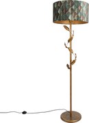 Lampă de podea aurie cu abajur cu design de frunze și interior auriu 50cm - Linden
