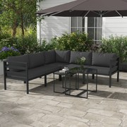 Outsunny Set de Mobilier de Gradina din 7 Piese cu Canapea de Colt, Masa de Cafea, Set de Mobilier Sectional, Gri | Aosom Romania