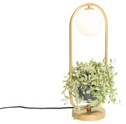 Lampa de masa art deco aurie cu sticla alba - Isabella