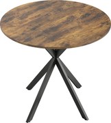 HOMCOM Masă rotundă de bucătărie, 80 cm, blat compact, plăci aglomerate, metal, Maro rustic | Aosom Romania