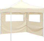 vidaXL Cort pliabil cu 2 pereți, crem, 291x291x315 cm