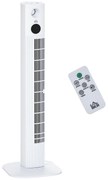 HOMCOM Ventilator Turn cu 3 Moduri și 3 Viteze cu Cronometru 12h, Ventilator de Podea cu Telecomandă, 31,5x31,5x96 cm, Alb | Aosom Romania