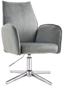 HR280CROSS Scaun Gray din Catifea cu Bază Cromata