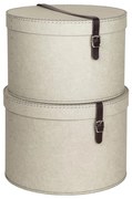 Cutii de depozitare bej 2 buc. din carton cu capac ø 37,5x25 cm Rut Canvas Paper Laminate – Bigso