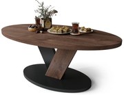 Mazzoni LOVA Stejar Maro/Negru - MĂSUȚĂ OVALĂ 110x60 cm MĂSUȚĂ DE CAFEA MODERNĂ