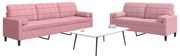 vidaXL Set canapele cu perne/rulouri, 2 piese, roz, catifea