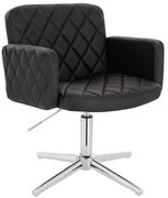 HC802CROSS Scaun Neagră din Piele Ecologica cu Bază Cromata