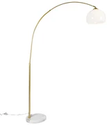 Lampă cu arc modernă din alamă cu abajur alb - Arc Basic