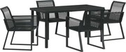 vidaXL Set de masă pentru grădină 5 pcs Negru