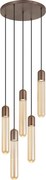 Art Deco Pendant Lamp Dark Bronze with Ribbed Glass 5-Light - Walcott