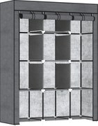 HOMCOM Dulap din Material Textil cu Bază Înălțată, 8 Rafturi și 2 Bare, 125x43x162.5 cm, Gri Închis | Aosom Romania