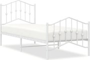 vidaXL Cadru de pat metalic cu tăblie de cap/picioare alb, 80x200 cm