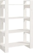 vidaXL Bibliotecă/Separator cameră, alb, 80x35x125 cm, lemn masiv pin