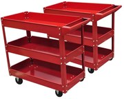 vidaXL Cărucior pentru scule de atelier, 3 rafturi, 2 buc.