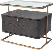 Masuta laterala cu sertar design elegant LUX Augusto cafeniu 114214 HZ