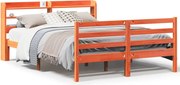 vidaXL Cadru pat fără saltea, maro ceruit, 140x190 cm, lemn masiv pin