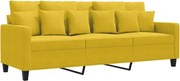 vidaXL Canapea cu 3 locuri, galben, 180 cm, catifea