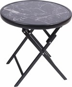 Masă bistro de grădină, pliabilă, Ø 45 cm, marmură neagră
