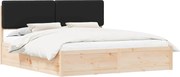 vidaXL Cadru de pat cu tăblie tapițată cu headboard Negru 200 x 200 cm