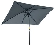 Outsunny Umbrelă de Grădină Înclinabilă cu Manivelă și 6 Spiţe, 2x3 m, Gri Închis | Aosom Romania