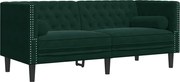 vidaXL Canapea Chesterfield cu pernuțe/2 locuri, verde închis, catifea