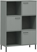 vidaXL Bibliotecă cu picioare metalice OSLO, gri, 90x35x128,5 cm, lemn