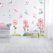 Autocolante de perete - Fluturi și flori
