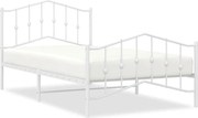 vidaXL Cadru de pat metalic cu tăblie de cap/picioare alb, 100x200 cm