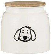 IB Laursen Cutie metalica alba pentru hrana caini cu capac de lemn DOG FOOD